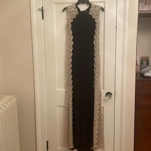 Xscape Black and Cream Lace Gown
